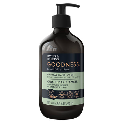 Baylis & Harding Goodness Natural Hand Wash - Oud, Cedar & Amber 500ml — image 1
