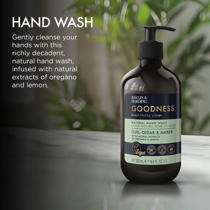 Baylis & Harding Goodness Natural Hand Wash - Oud, Cedar & Amber 500ml — image 3