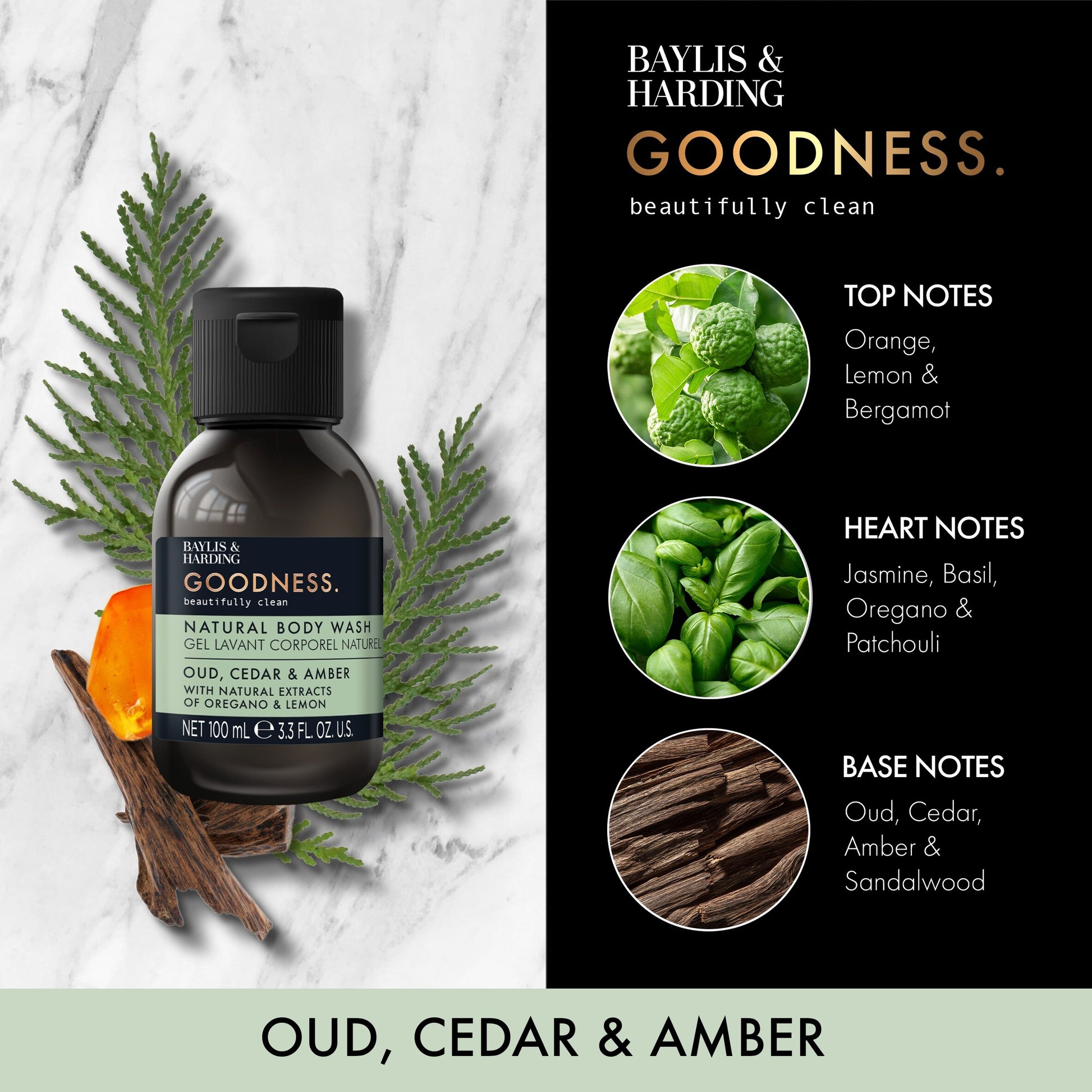 Baylis & Harding Goodness Oud, Cedar & Amber 100ml Body Wash — image 4