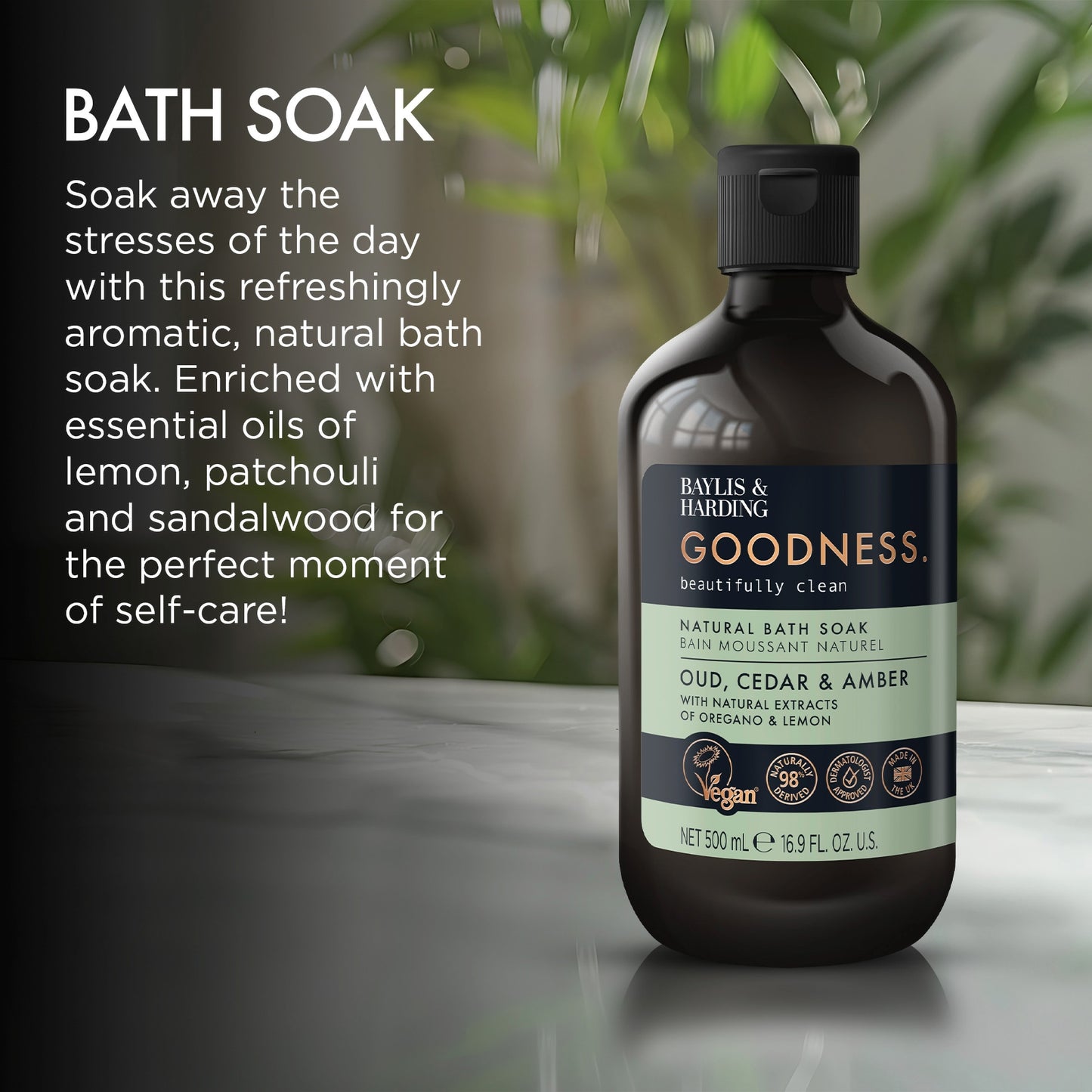 Baylis & Harding Goodness Oud Cedar & Amber Bath Soak 500Ml — image 3