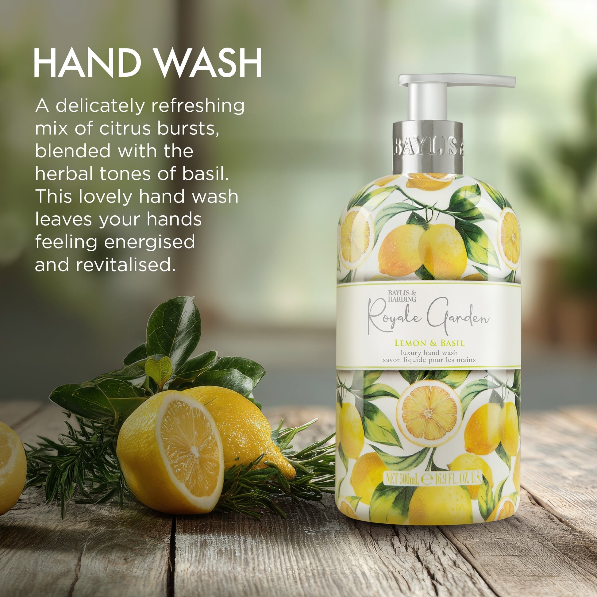 Baylis & Harding Royale Garden Lemon & Basil Hand Wash 500ml — image 3