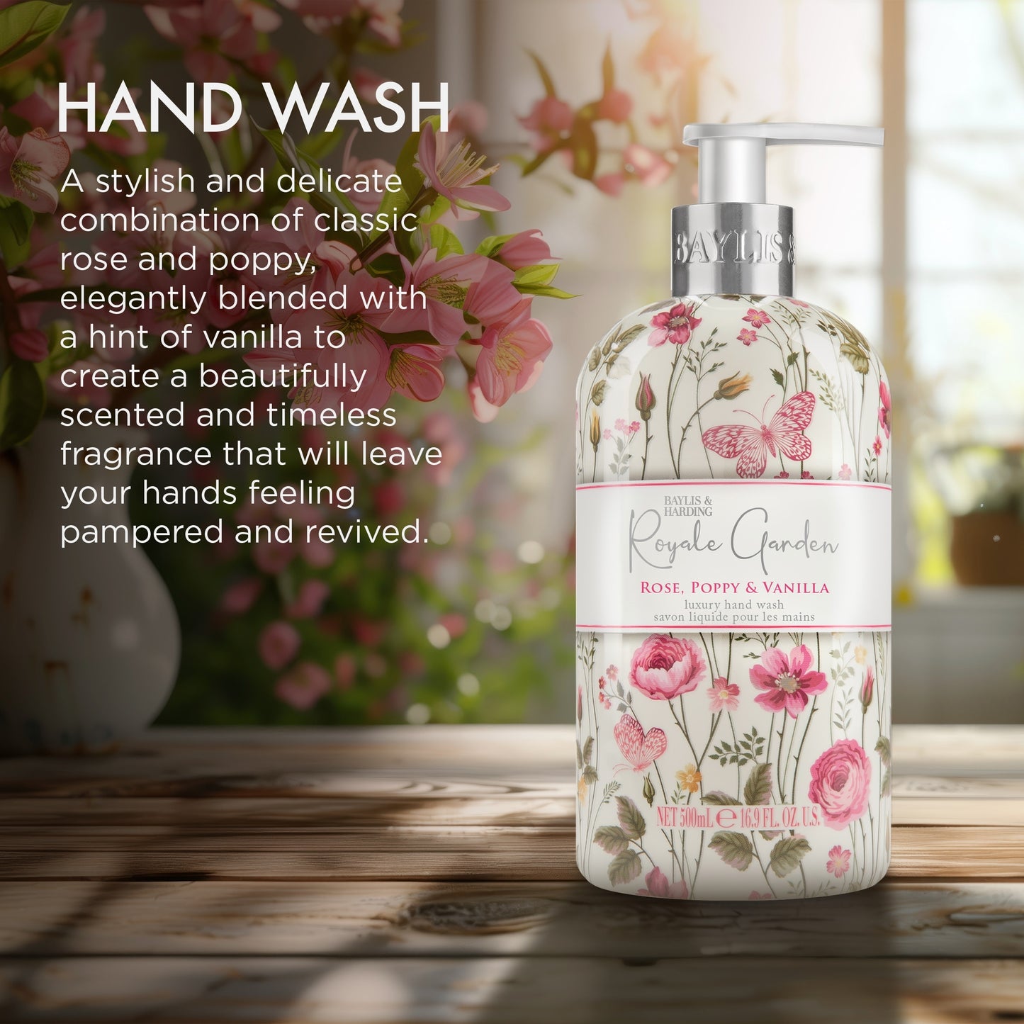 Baylis & Harding Royale Garden Rose Poppy & Vanilla Hand Wash 500ml — image 3
