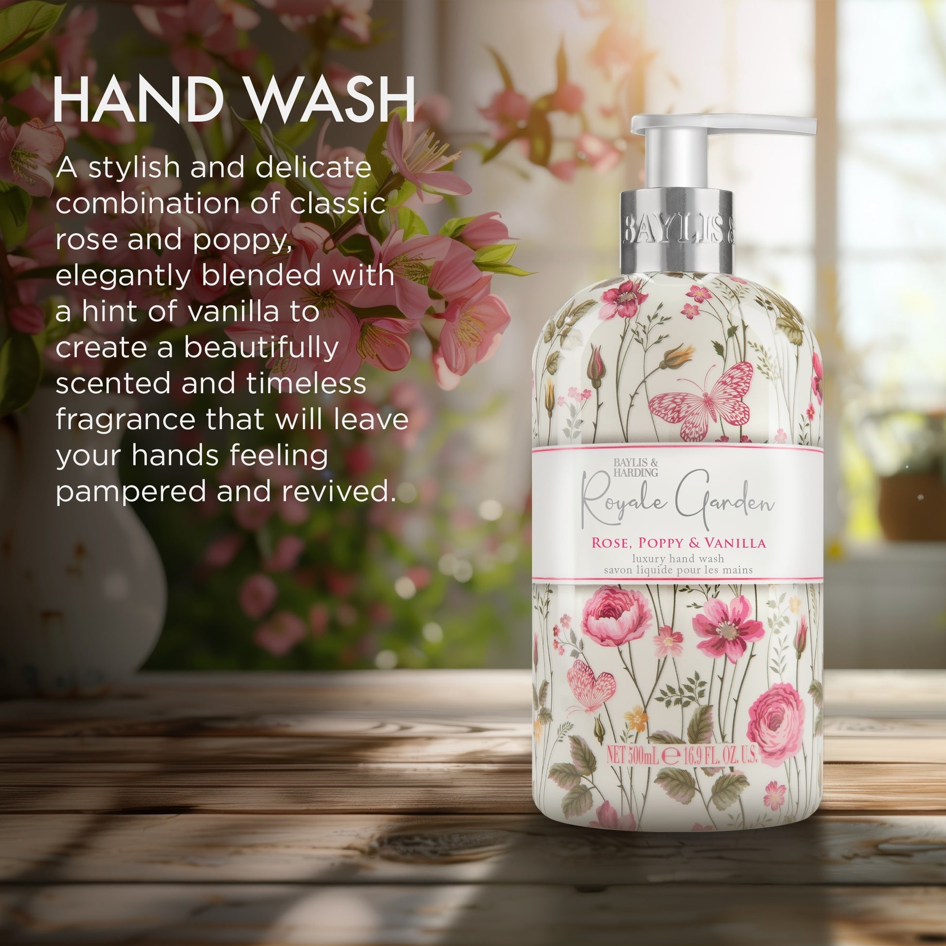 Baylis & Harding Royale Garden Rose Poppy & Vanilla Hand Wash 500ml — image 3