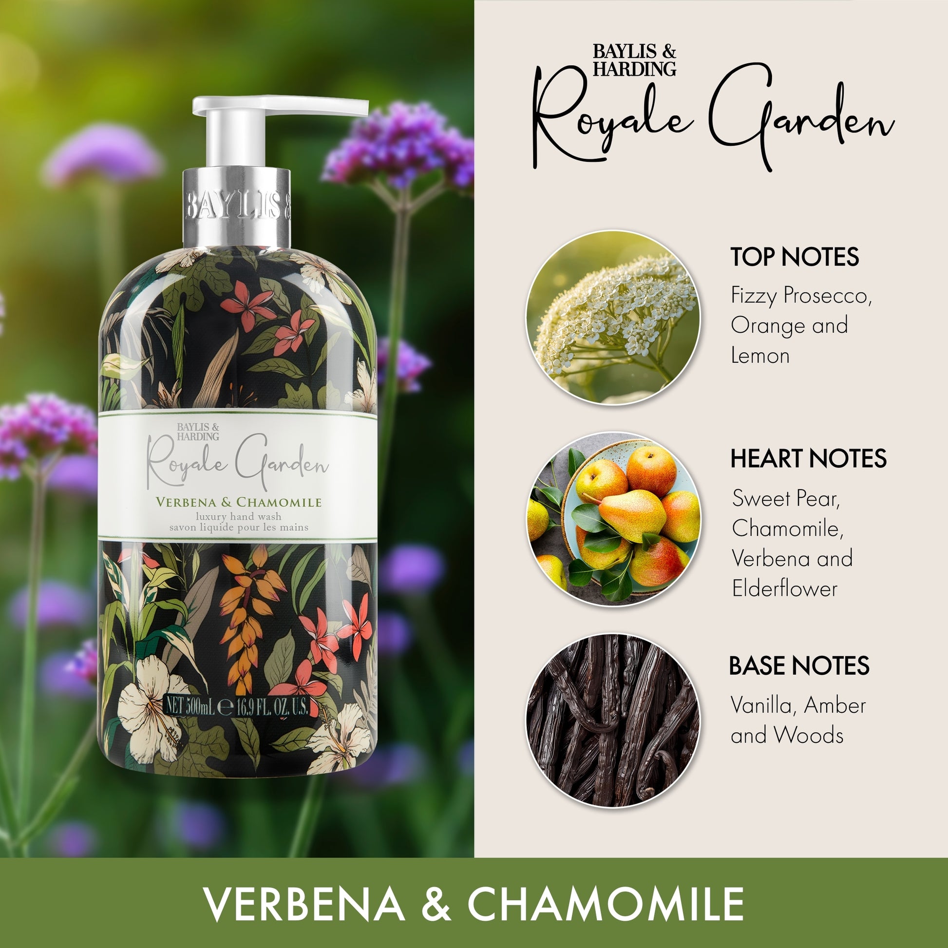 Baylis & Harding Royale Garden Verbena & Chamomile Hand Wash 500ml — image 2