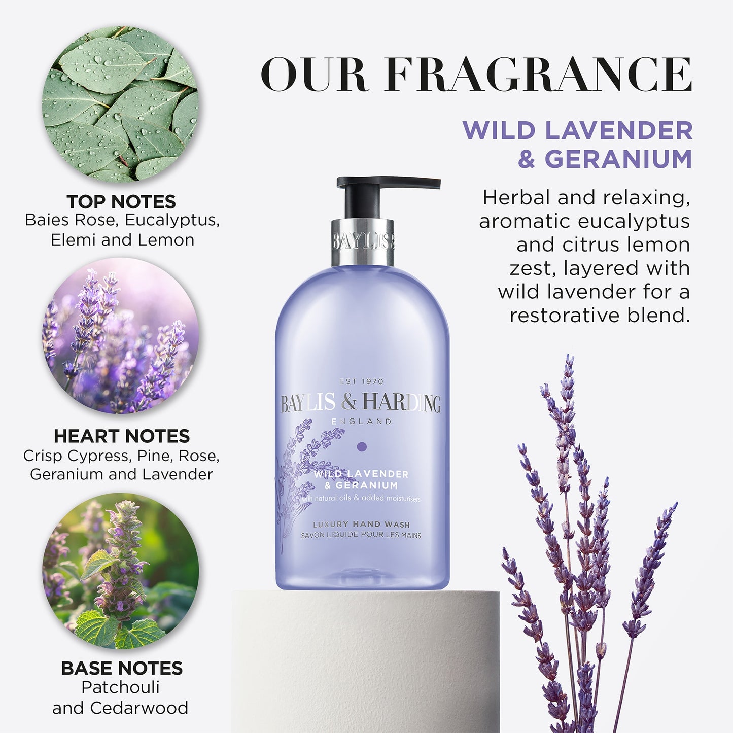 Baylis & Harding Wild Lavender & Geranium Luxury Hand Wash 500ml — image 2