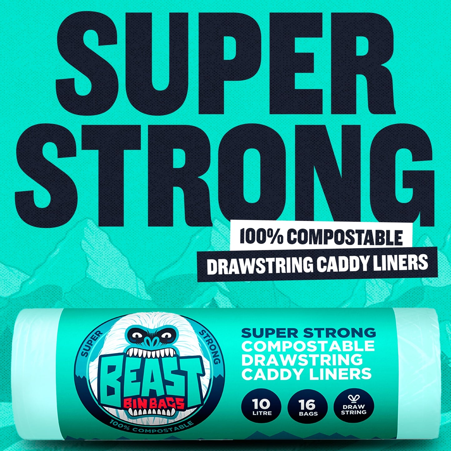 Beast Drawstring 10L Compostable Caddy Liners 16S — image 2