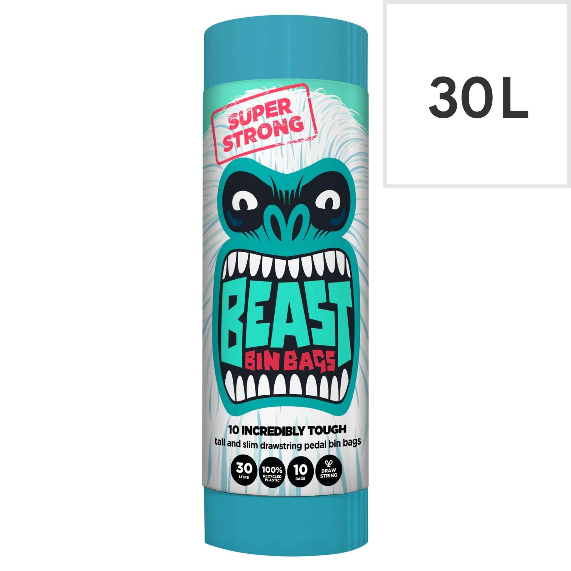 BEAST Super Strong 30l Tall & Slim Bin Bags 10 Pack