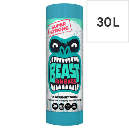 BEAST Super Strong 30l Tall & Slim Bin Bags 10 Pack