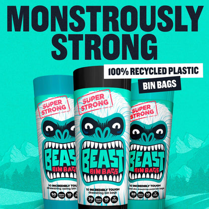 BEAST Super Strong 30l Tall & Slim Bin Bags 10 Pack