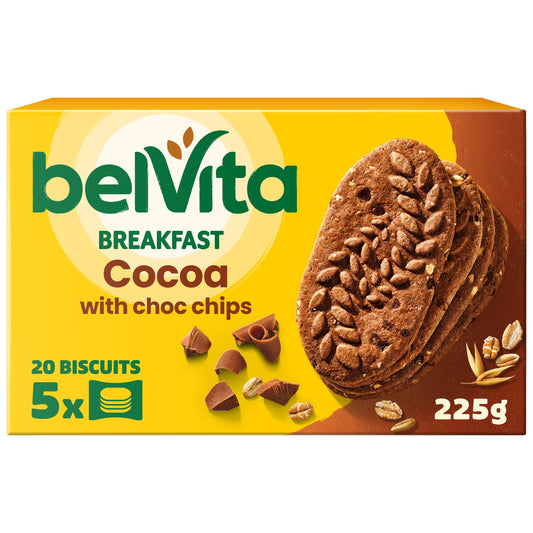 Belvita Breakfast Cocoa Chocolate Chip Cereal Biscuit Snack Bars Pack 5 x 45g — image 1
