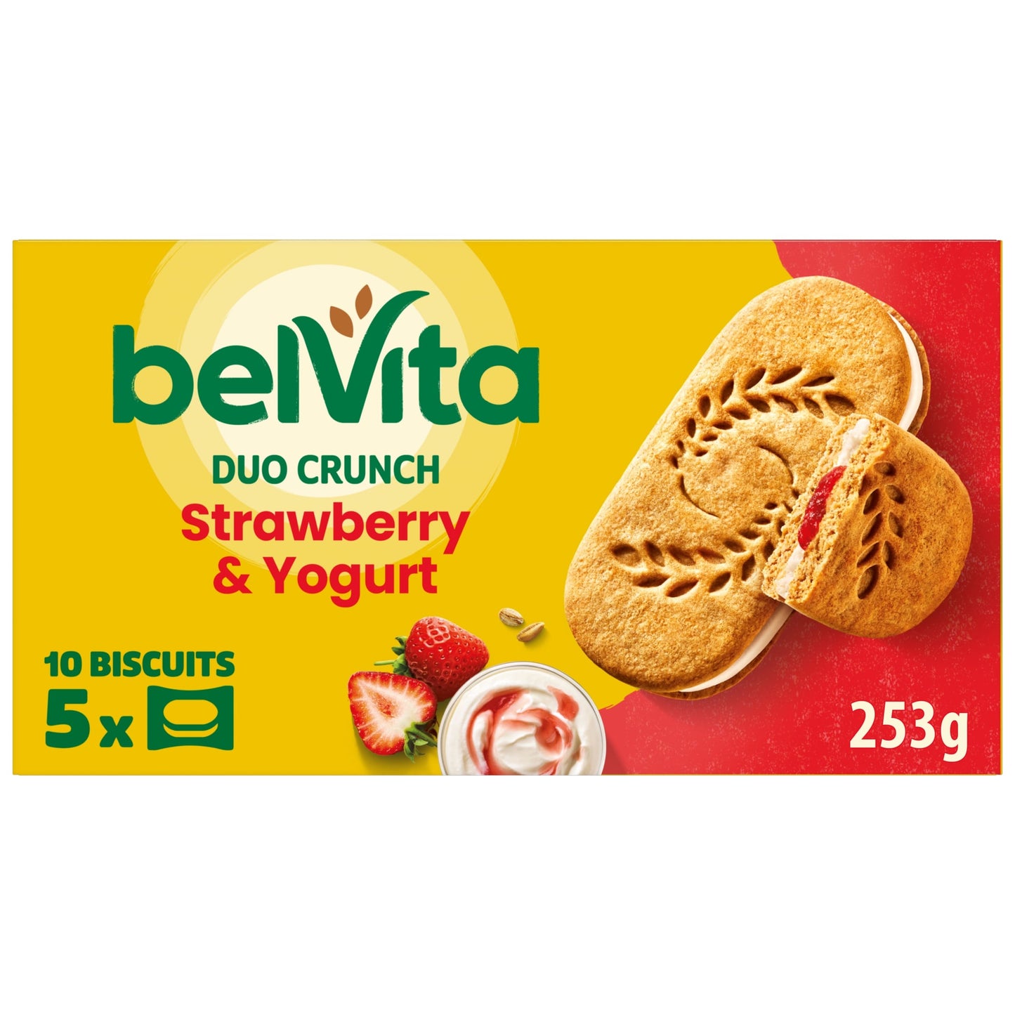 Belvita Breakfast Strawberry & Yogurt Crunch Cereal Biscuit Snack Bars Pack 5 x 50.6g — image 1