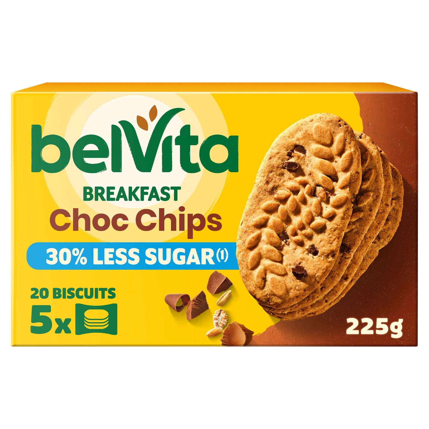 Belvita Cocoa Chocolate Chip Cereal Biscuit Snack Bars Pack 5 x 45g — image 1