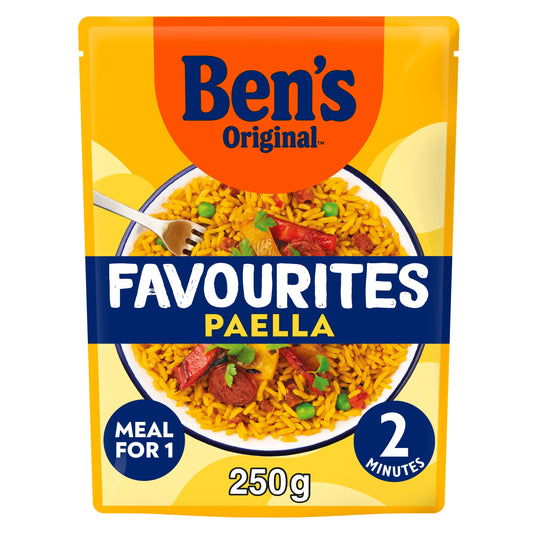 Bens Original Favourites Paella Chorizo and Vegetable Microwave Rice Instant Meal 250g — image 1