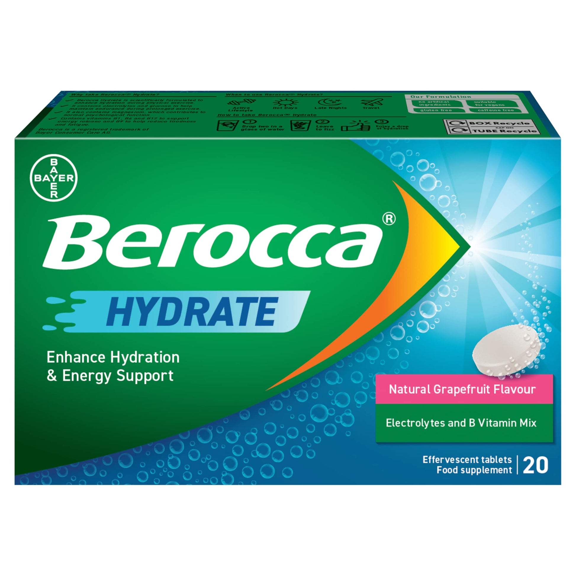 Berocca Hydrate Natural Grapefruit Effervescent Tablets 20 — image 1