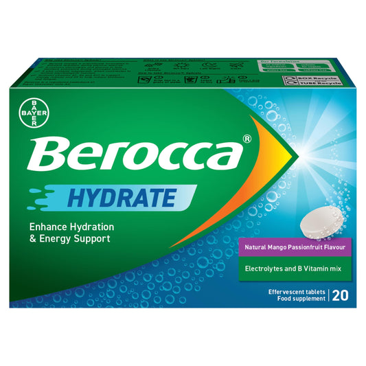 Berocca Hydrate Natural Mango & Passionfruit Effervescent Tablets 20 — image 1