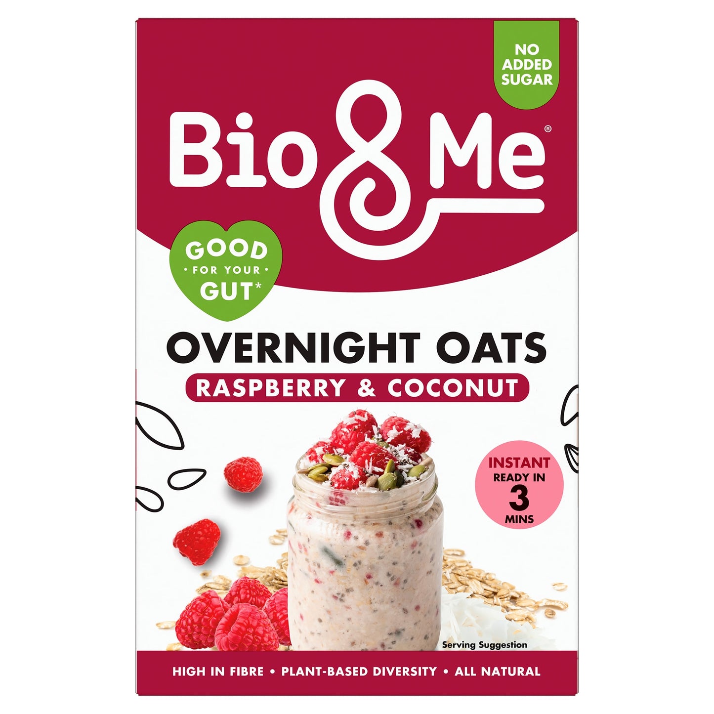 Bio&Me Raspberry & Coconut Gut-Loving Overnight Oats 350g — image 1