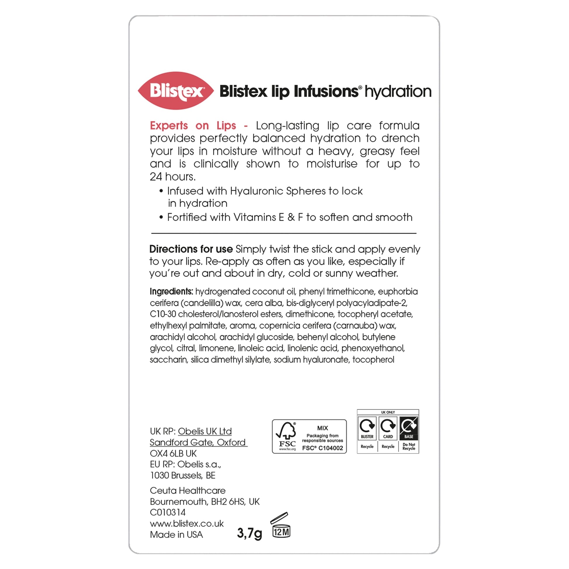 Blistex Lip Infusions Hydration 3.7G — image 4