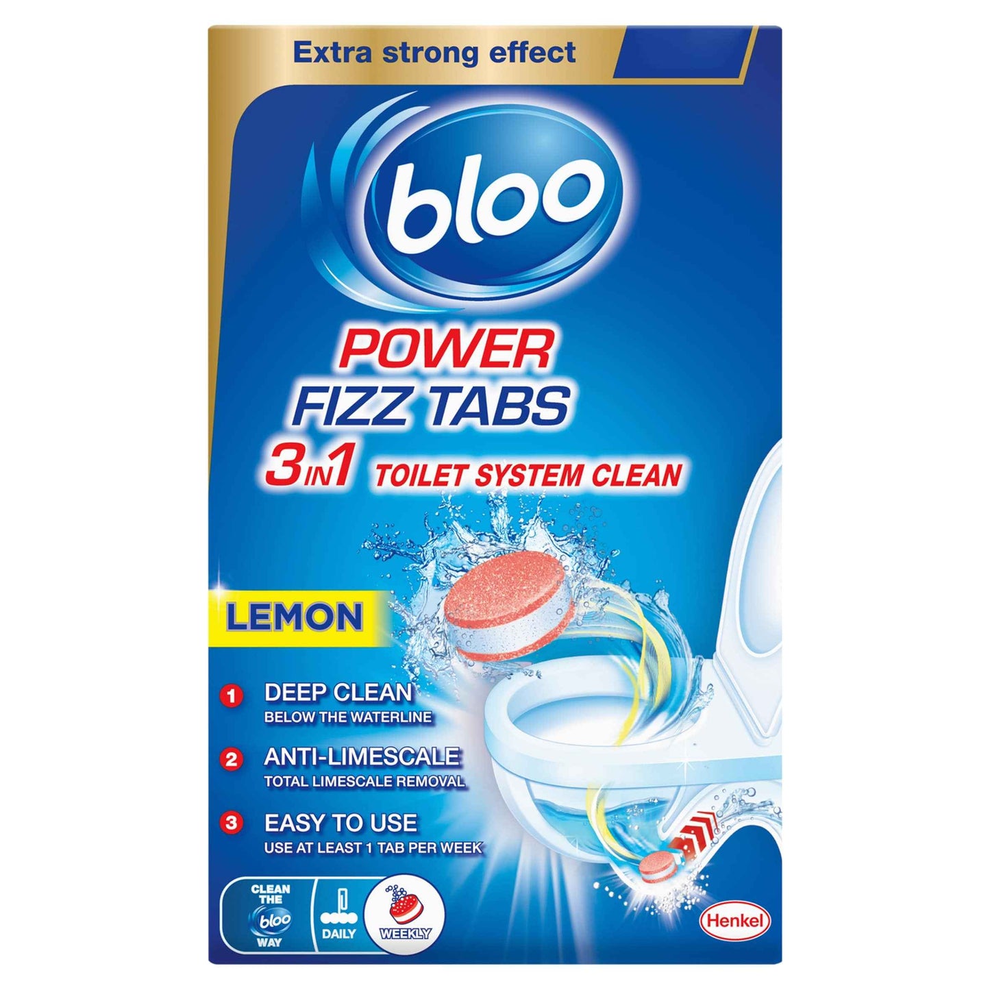 BLOO Power Fizz Tabs 3 In 1 Toilet System Clean Lemon 8 X 22.5g