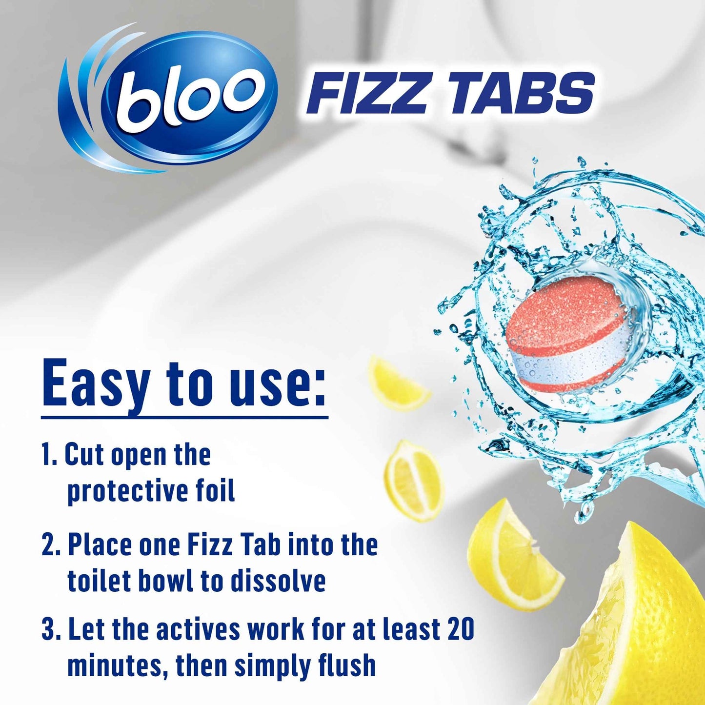 BLOO Power Fizz Tabs 3 In 1 Toilet System Clean Lemon 8 X 22.5g