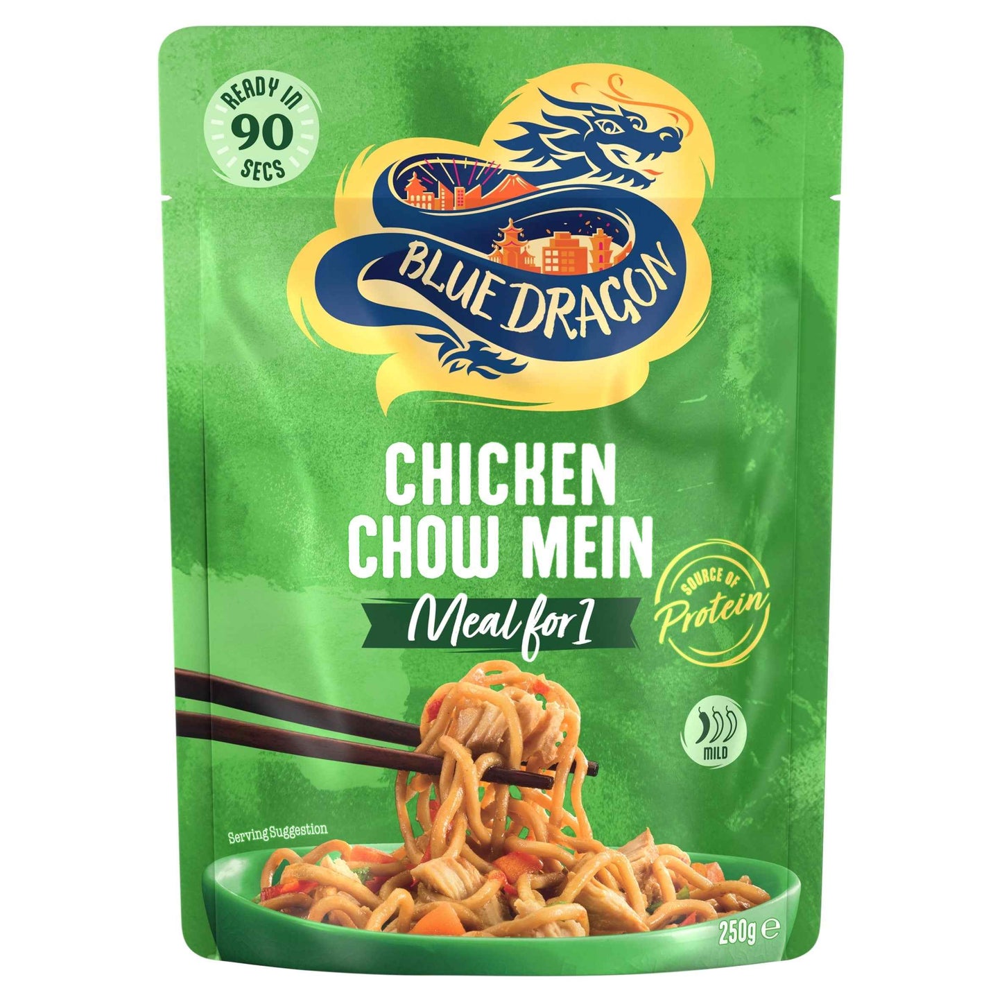 BLUE DRAGON Chicken Chow Mein Noodles Ready Meal 250g