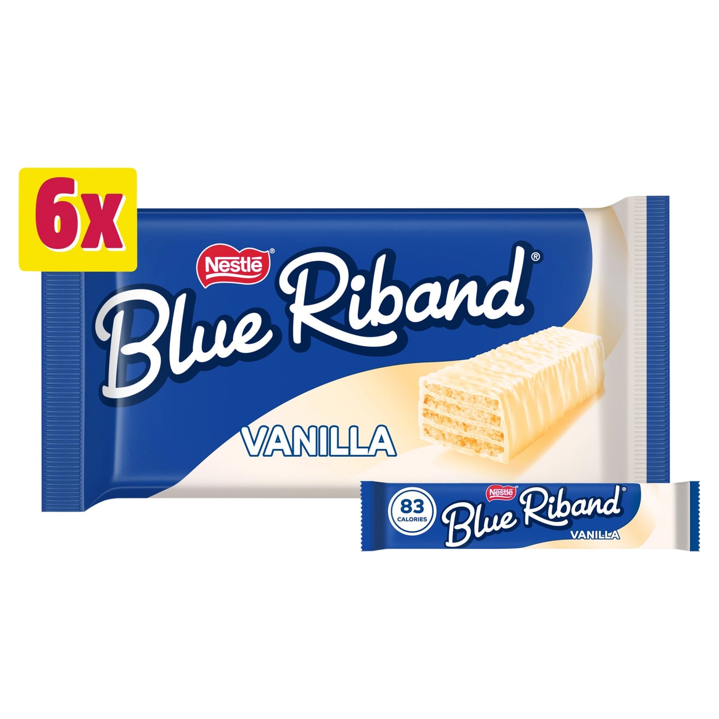 Blue Riband Vanilla White Wafer Biscuit Bar 6 Pack Multipack 90g — image 1