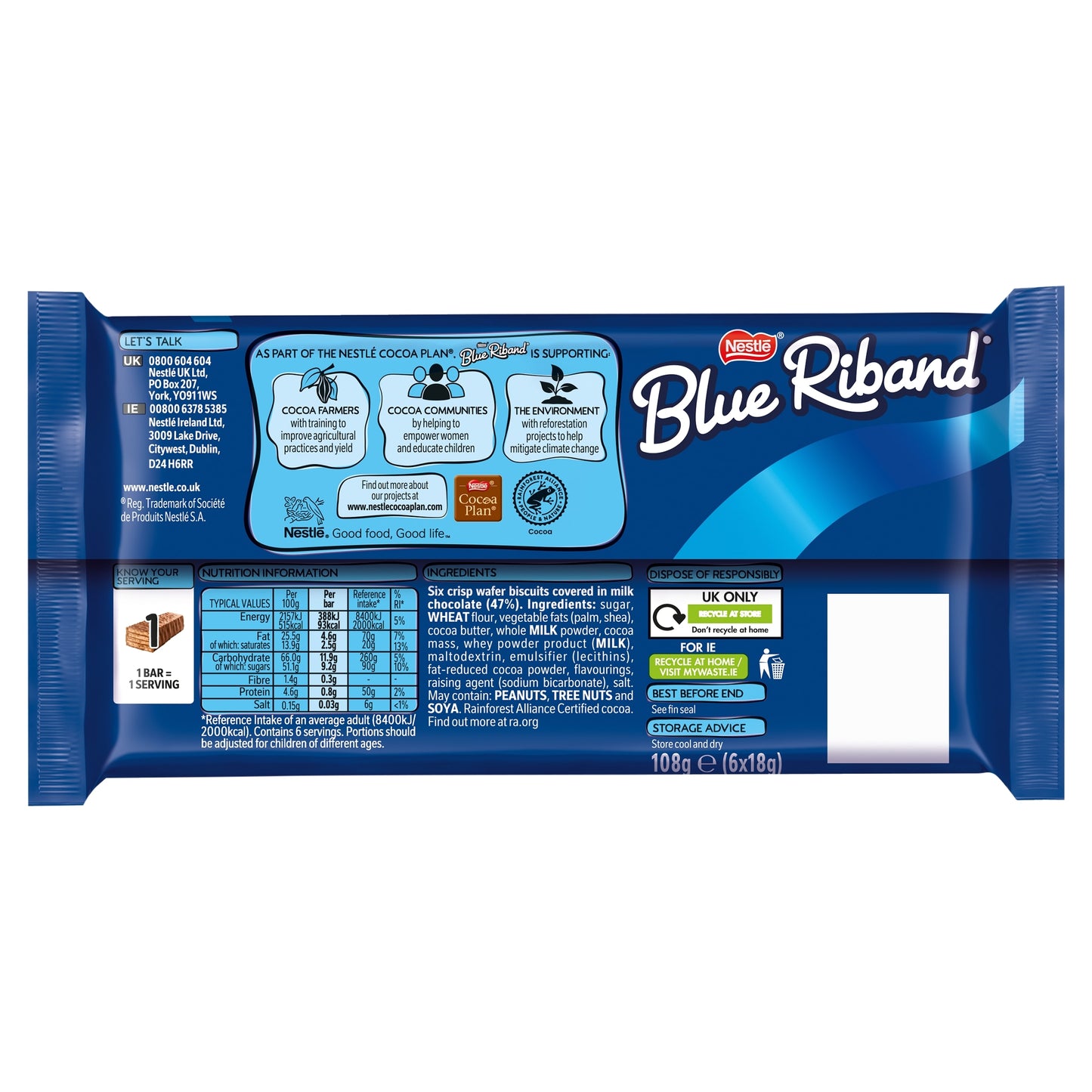 Blue Riband Wafer Biscuit Bar 6 Pack Multipack 108g — image 3