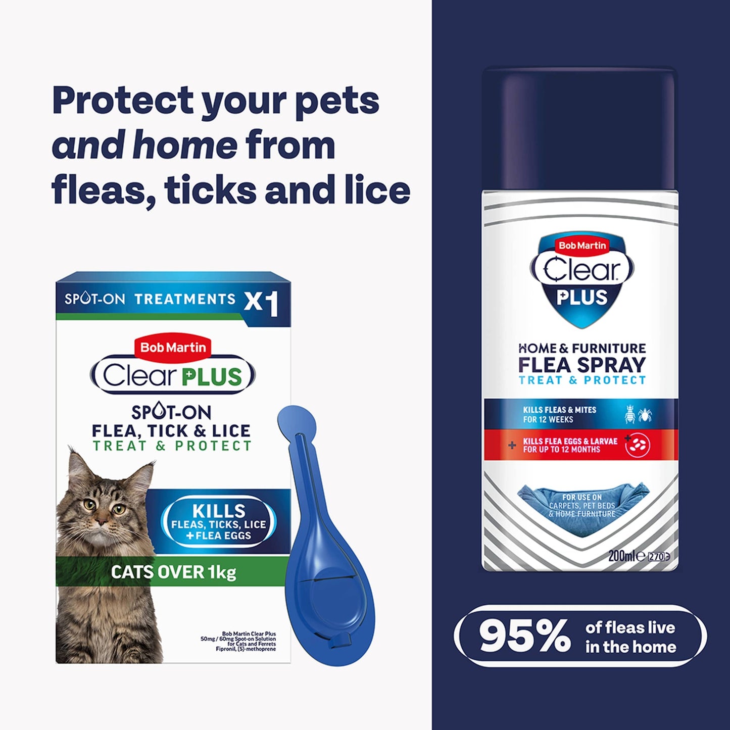 Bob Martin Clear Plus Spot On Flea & Tick Cat +1Kg 1 Pipette — image 2