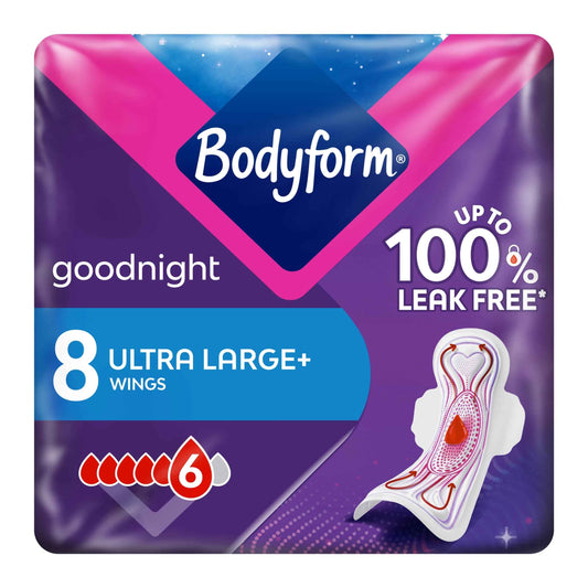 BODYFORM Ultra Night Sanitary Towels Wings 8 Pack