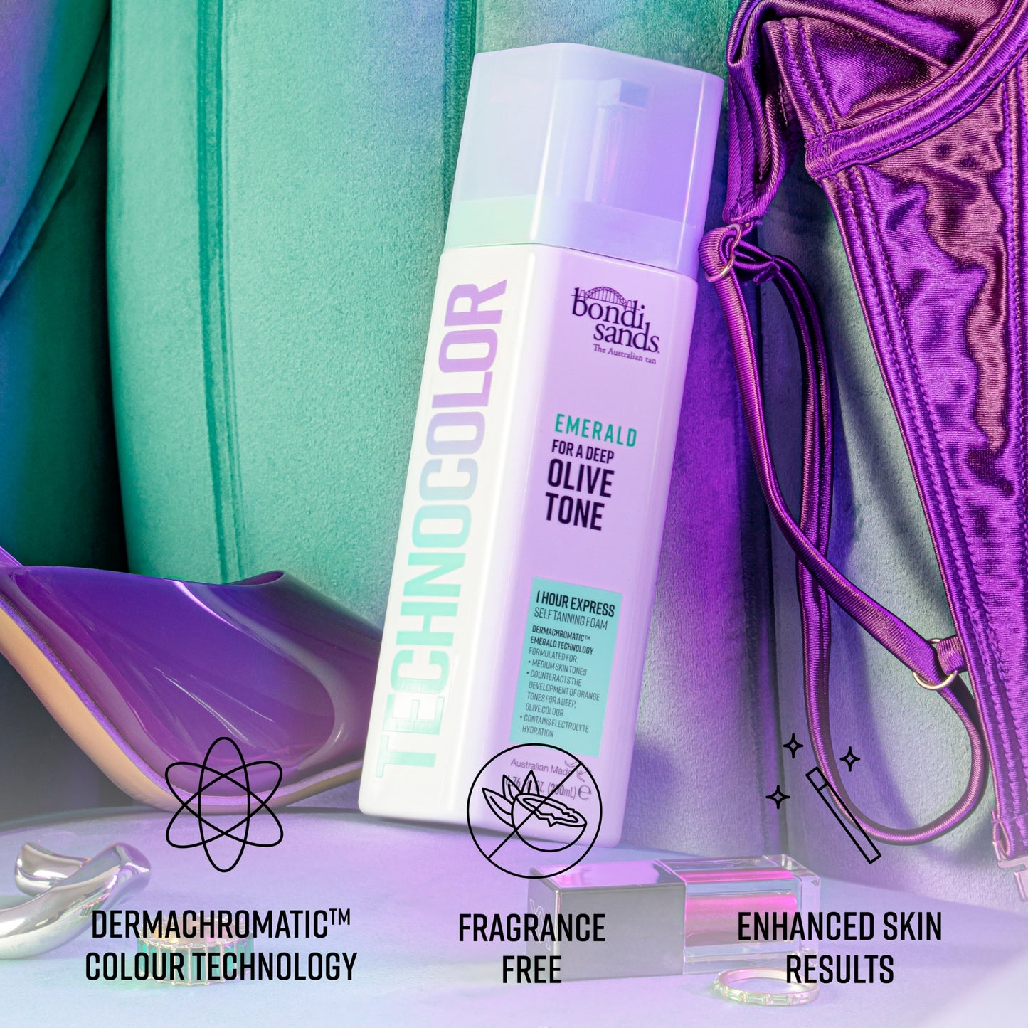 Bondi Sands Technocolor 1 Hour Express Self Tanning Foam Emerald 200Ml — image 5