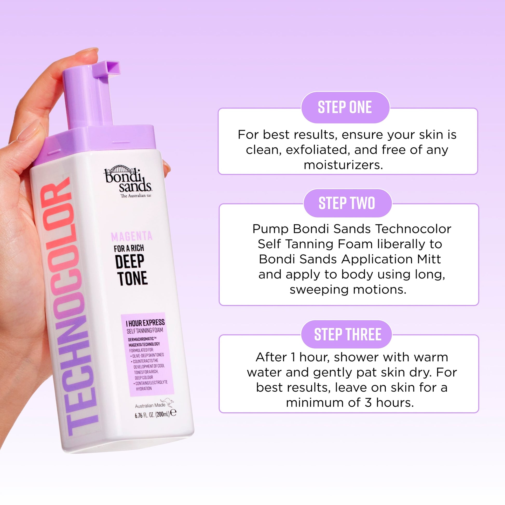 Bondi Sands Technocolor 1 Hour Express Self Tanning Foam Magenta 200Ml — image 5