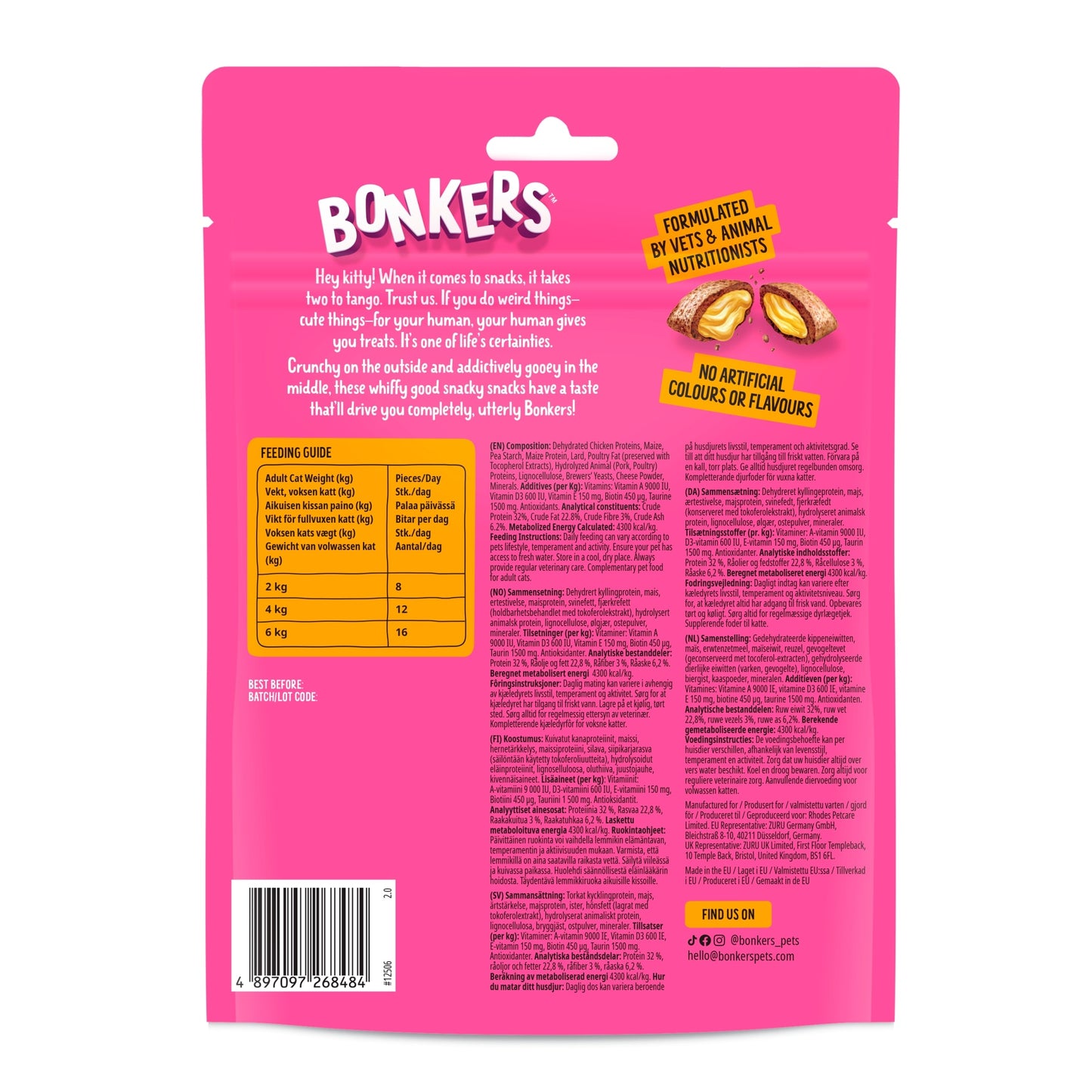 Bonkers Cat Treats - Paw Lickin' Chicken Flavour 180g — image 2
