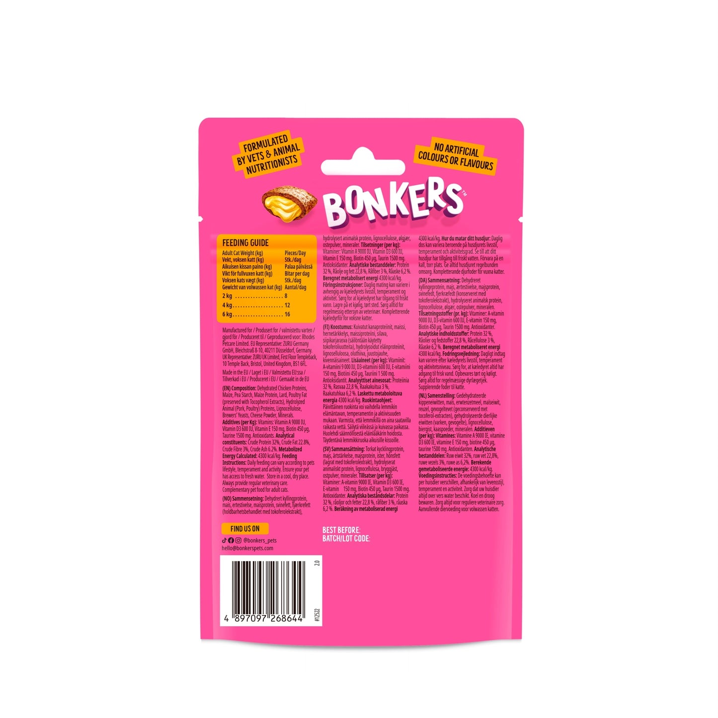 Bonkers Cat Treats - Paw Lickin' Chicken Flavour 60g — image 2