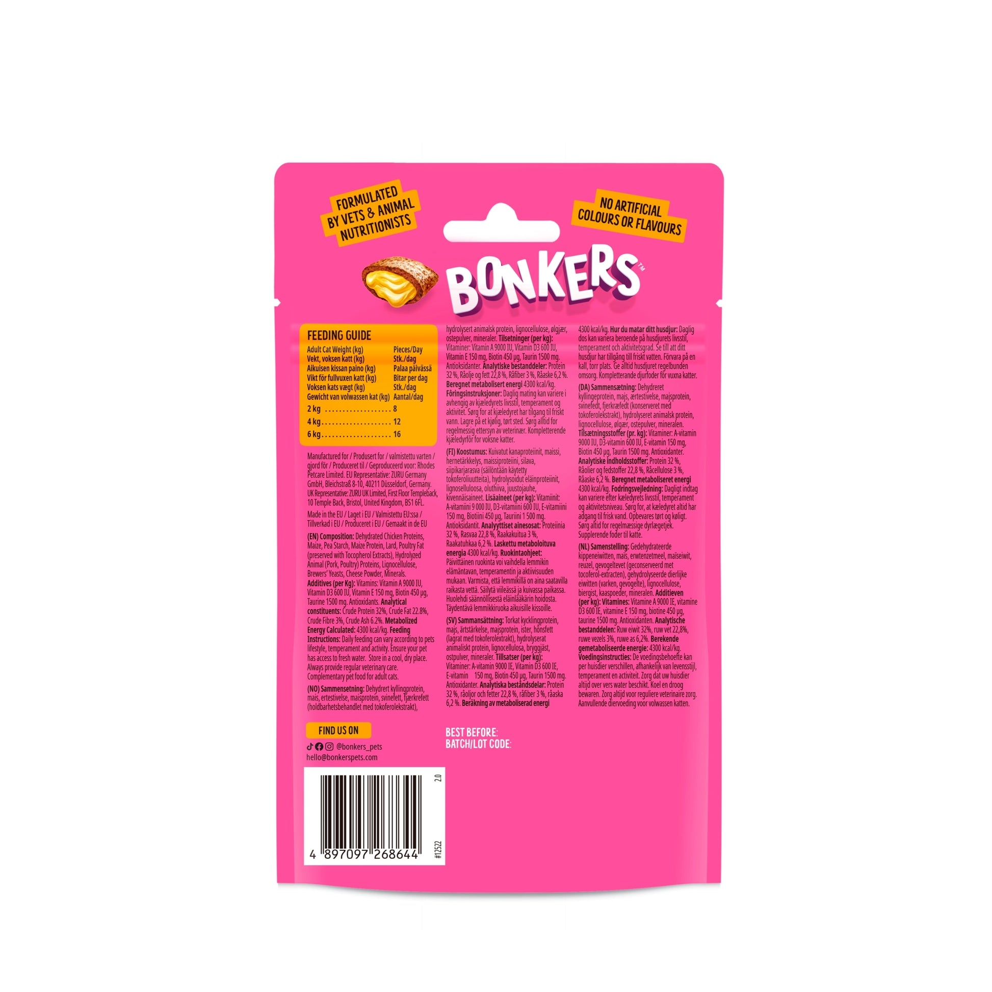 Bonkers Cat Treats - Paw Lickin' Chicken Flavour 60g — image 2