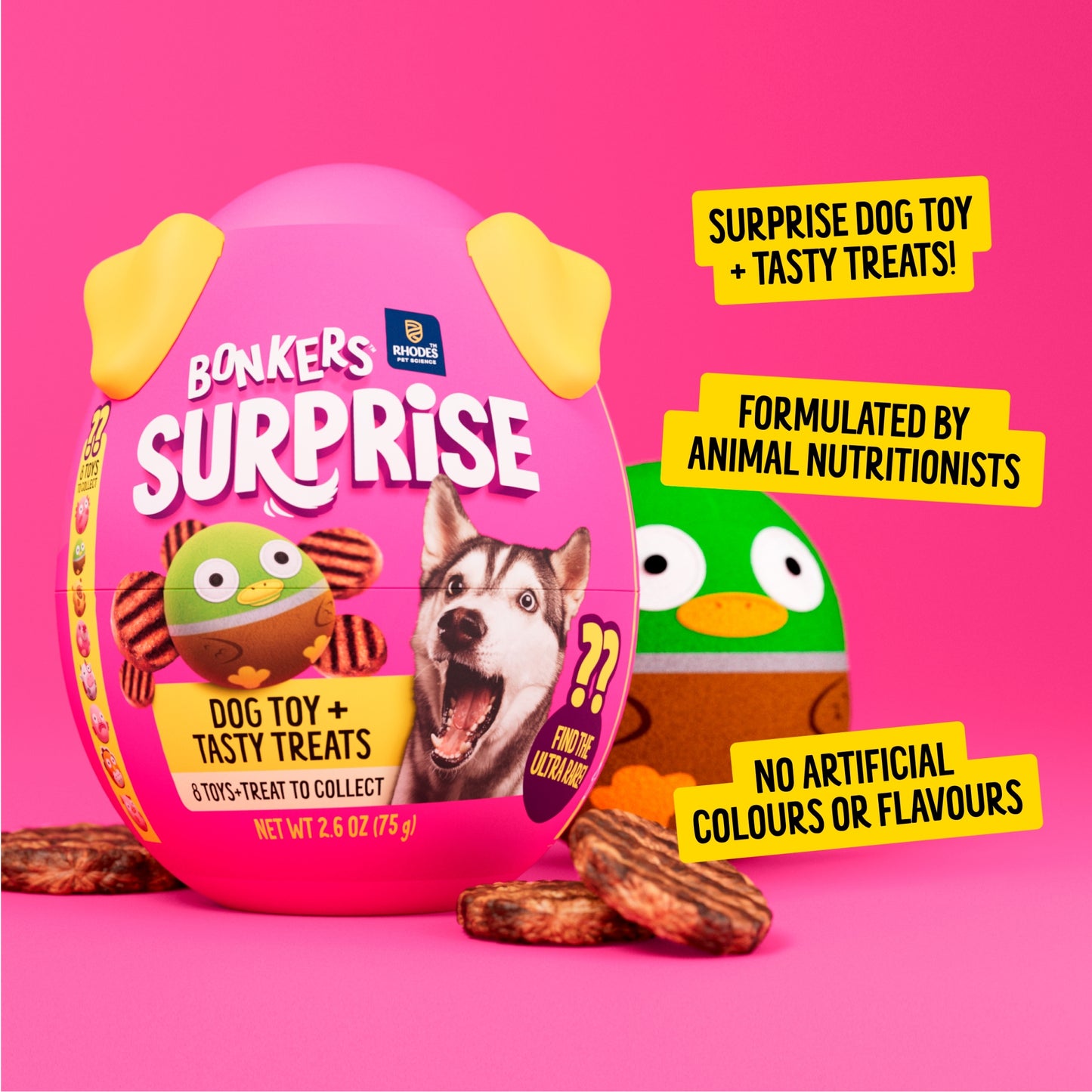 BONKERS Dog Treats BBQ Patties & Toys Chicken 75 G — image 5
