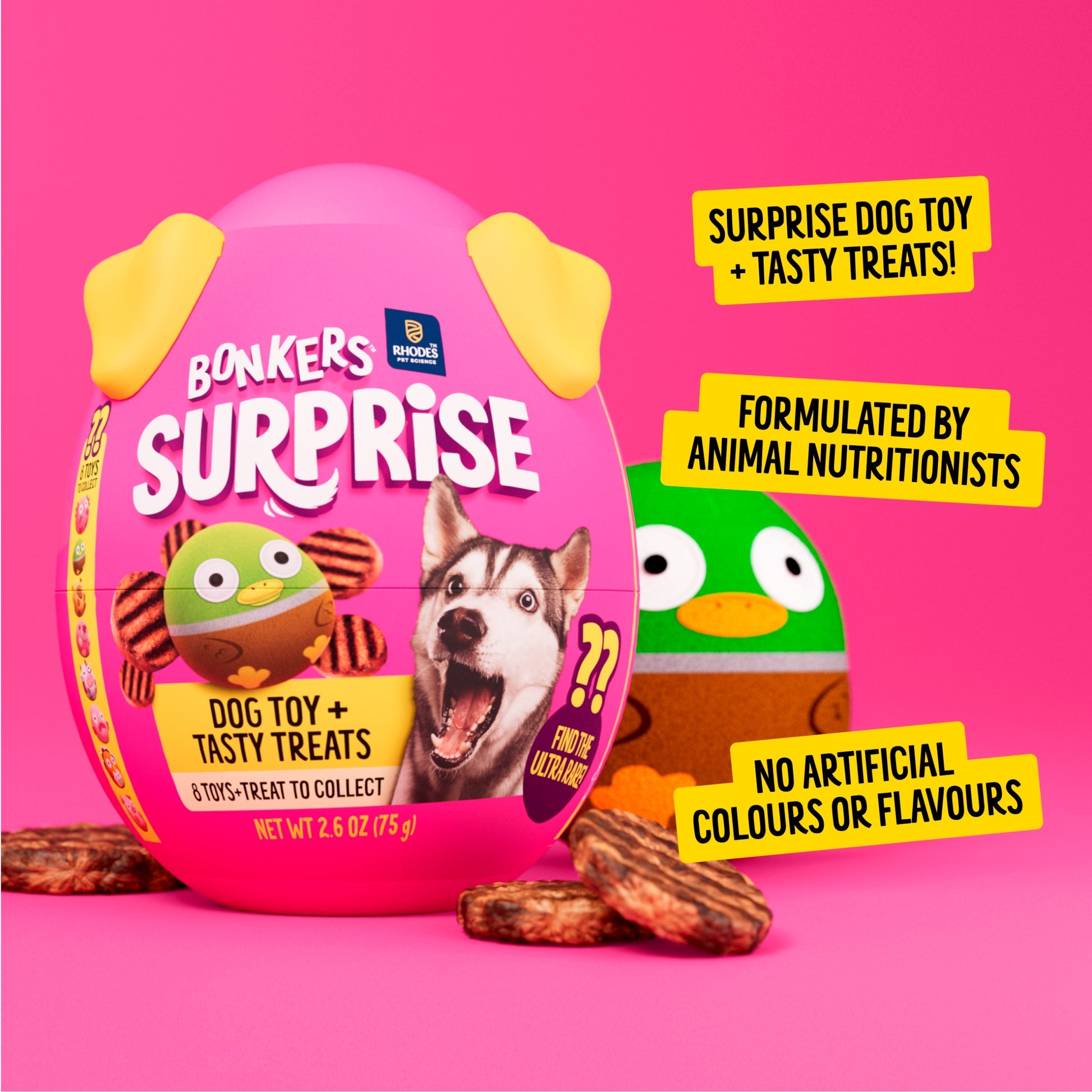 BONKERS Dog Treats BBQ Patties & Toys Chicken 75 G — image 5