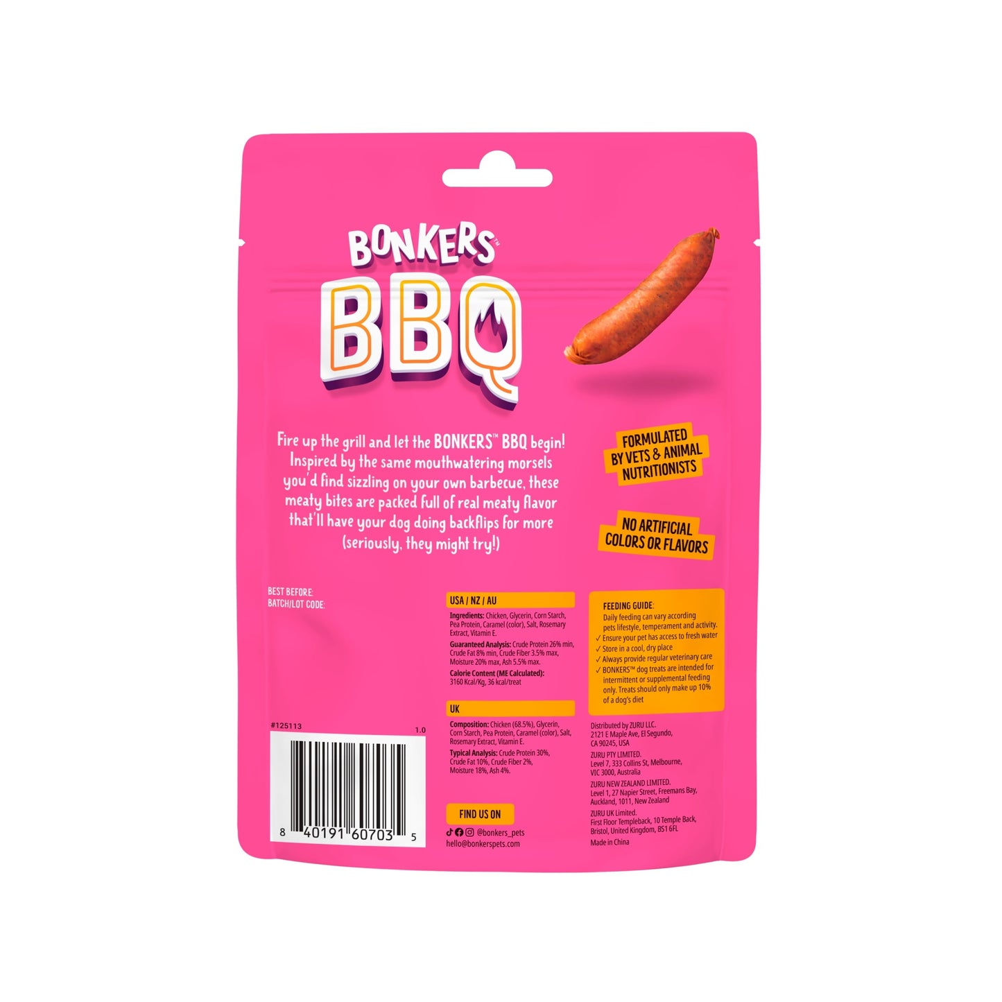 BONKERS Dog Treats Dry BBQ Sausages 85 G — image 2