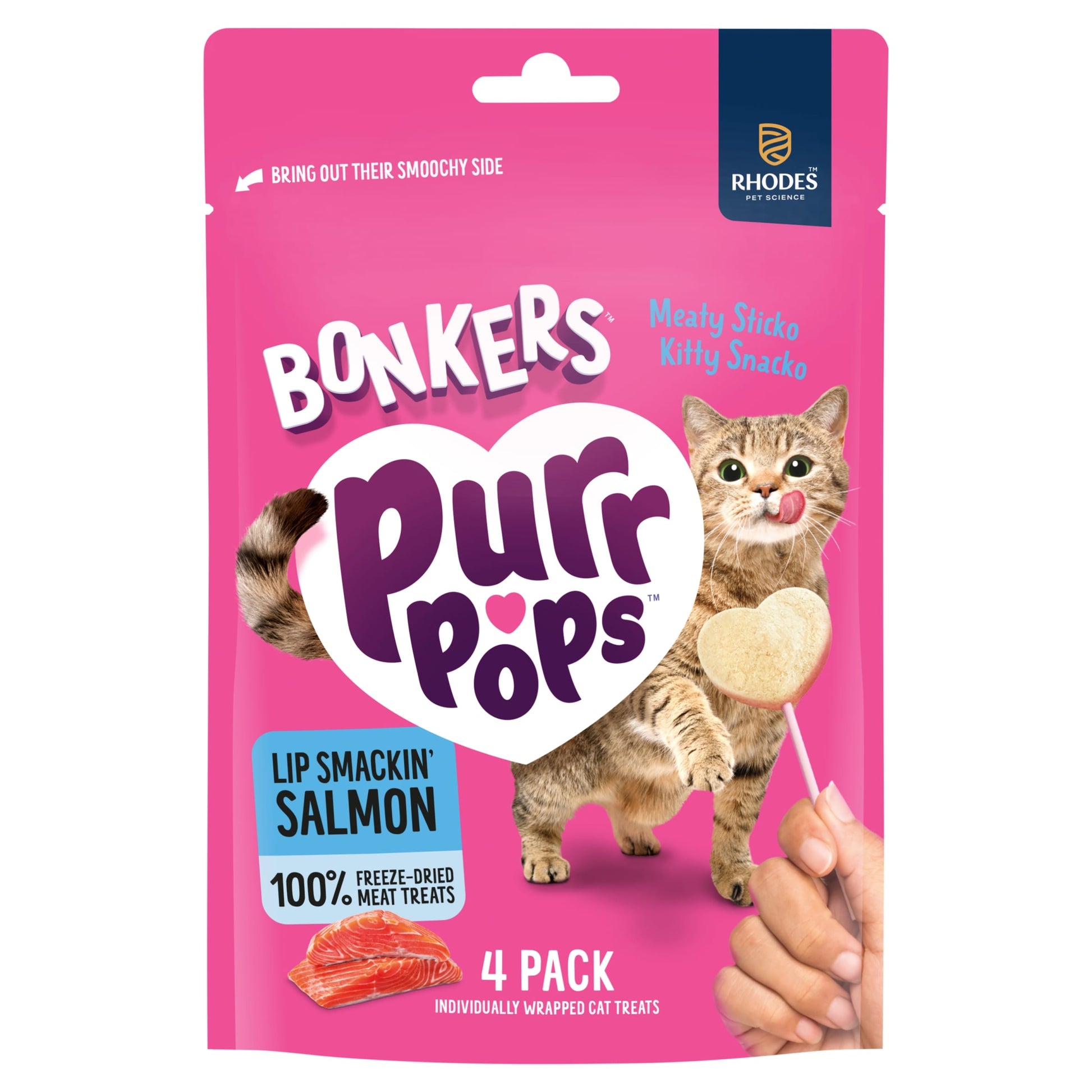 Bonkers Purr Pops Freeze-Dried Cat Treats - Lip Smackin' Salmon 4 Pack 5.6g — image 1