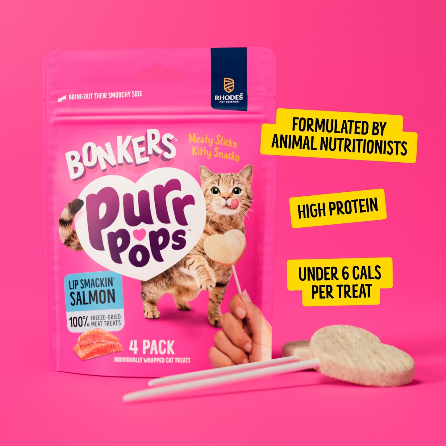 Bonkers Purr Pops Freeze-Dried Cat Treats - Lip Smackin' Salmon 4 Pack 5.6g — image 4