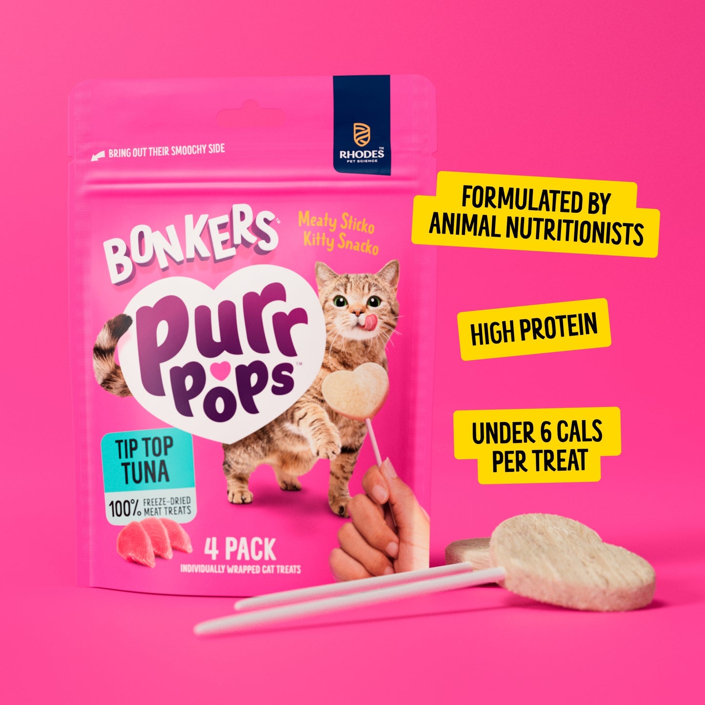 Bonkers Purrpops Freeze-Dried Cat Treats - Tip Top Tuna 4 Pack 5.6g — image 4