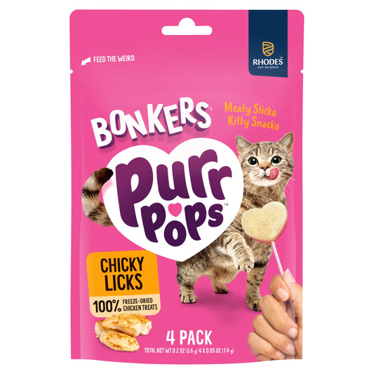 Bonkers Purrpops Freeze Dried Chicky Licks Chicken Cat Treats 4 Pack 5.6g — image 1