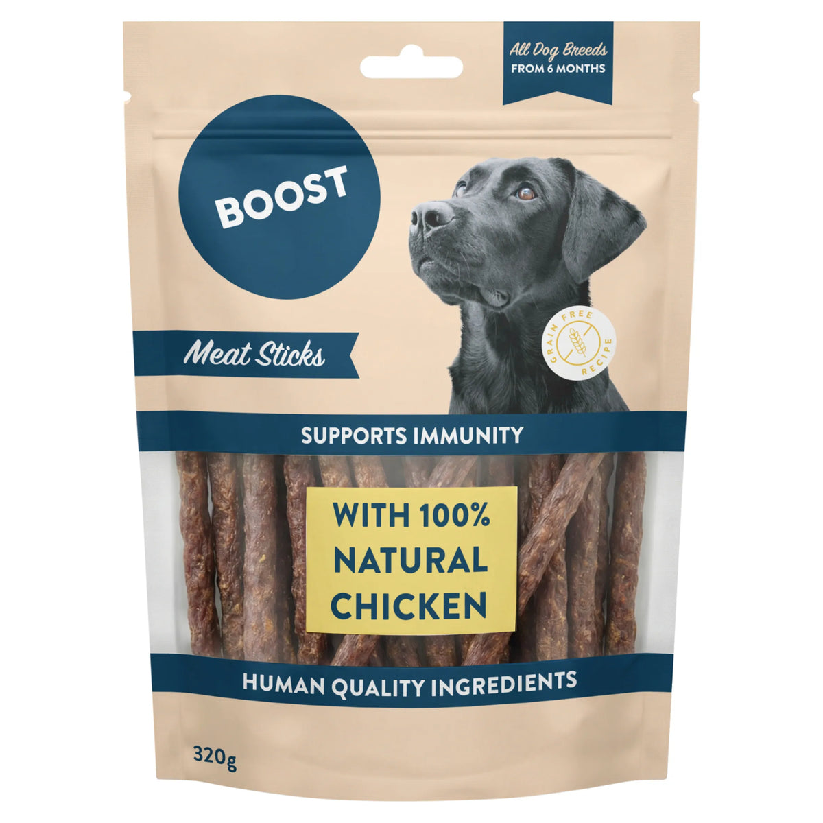 BOOST 100% Natural Chicken Sticks Dog Treats with Immunity Support 320g — image 1