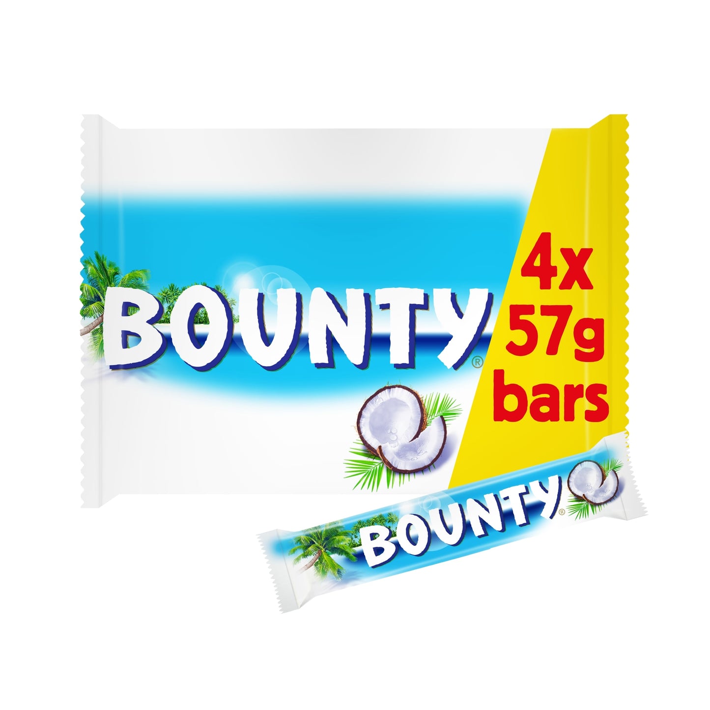 Bounty Coconut & Milk Chocolate Duo Bars Multipack 4 x 57g — image 1
