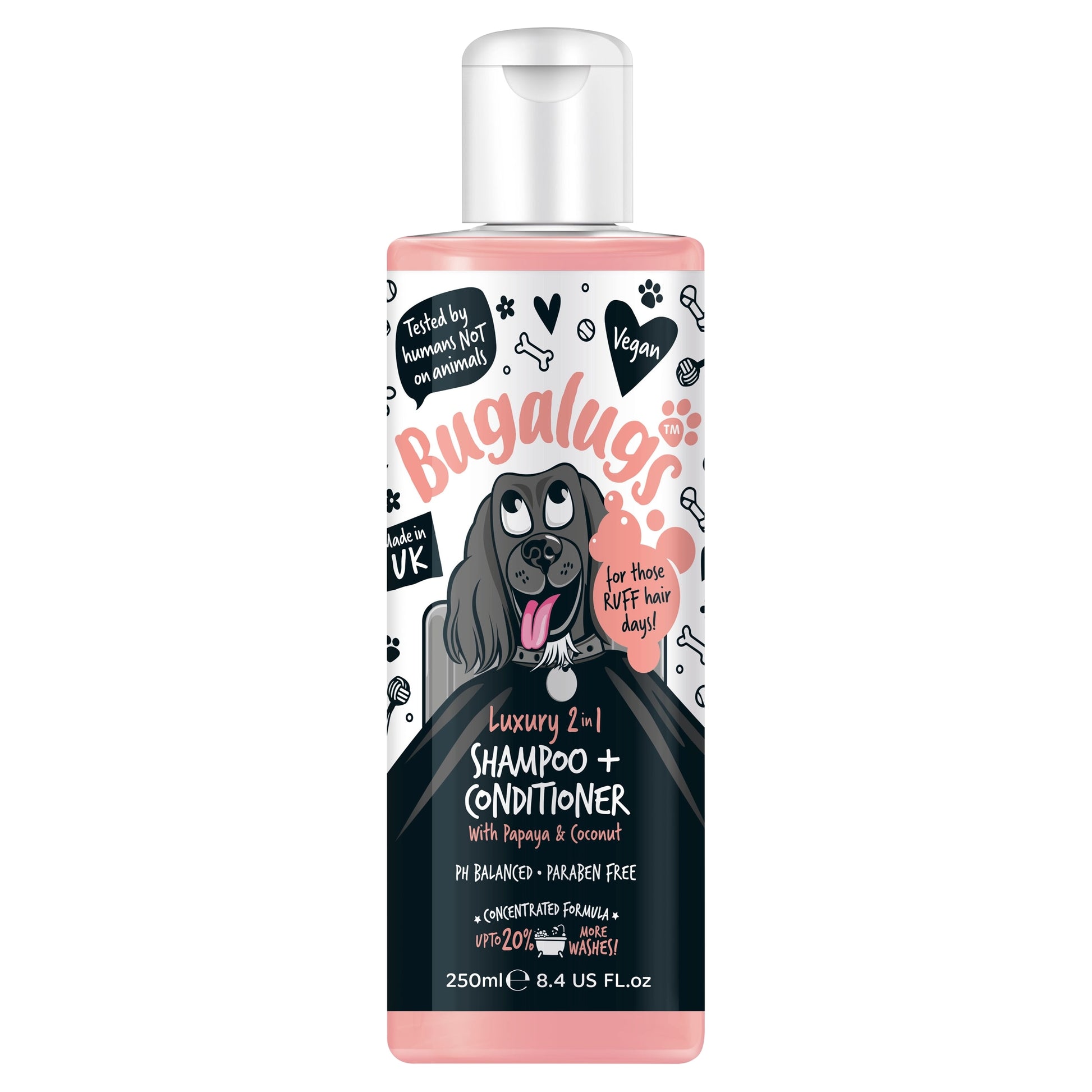 Bugalugs Luxury 2 in 1 Dog Shampoo & Conditioner - Papaya & Coconut 250ml — image 1