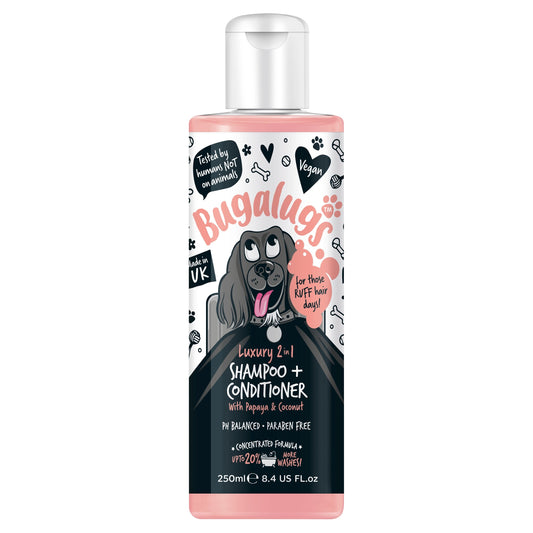 Bugalugs Luxury 2 in 1 Dog Shampoo & Conditioner - Papaya & Coconut 250ml — image 1