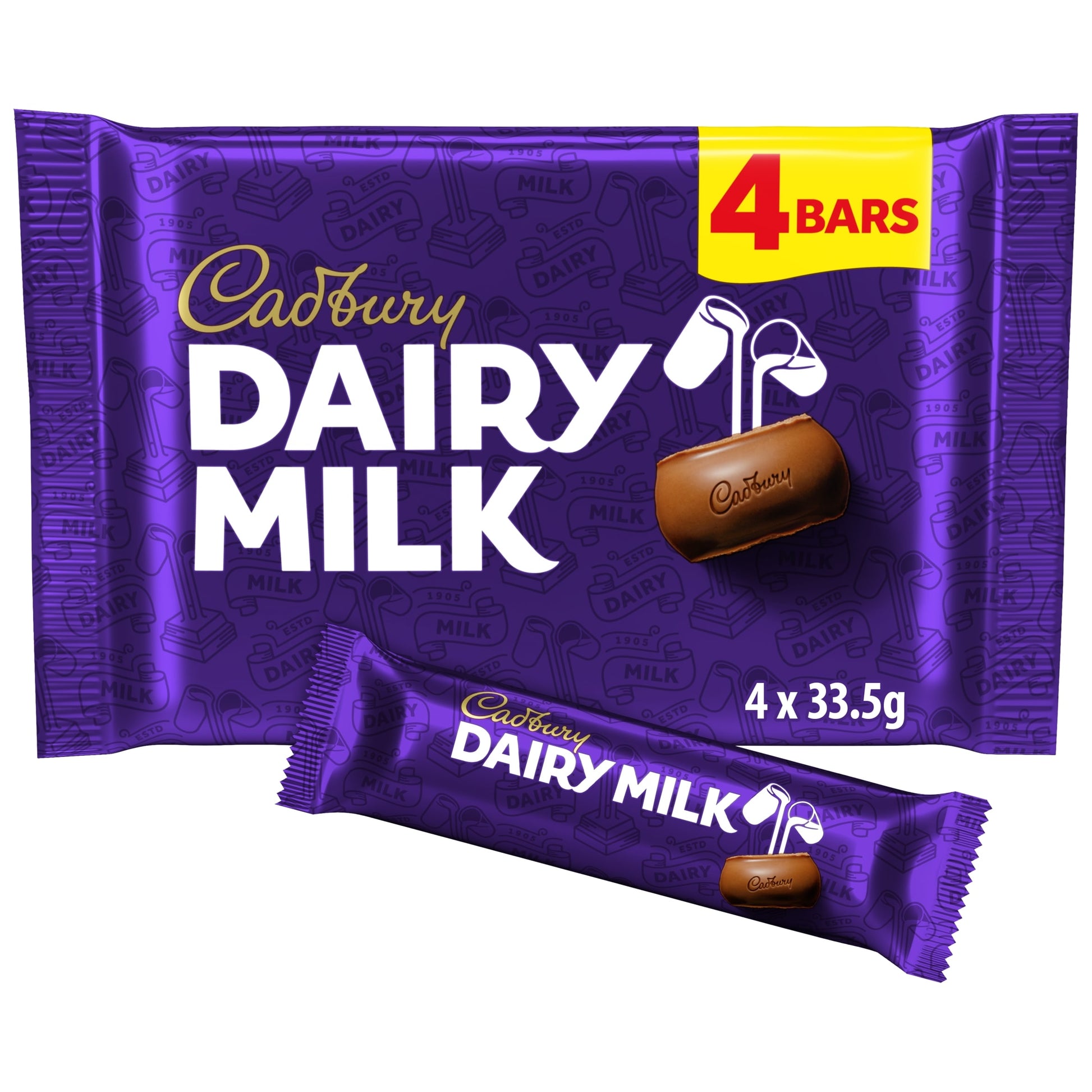 Cadbury Dairy Milk Chocolate Bar 4 Pack Multipack 134g — image 1