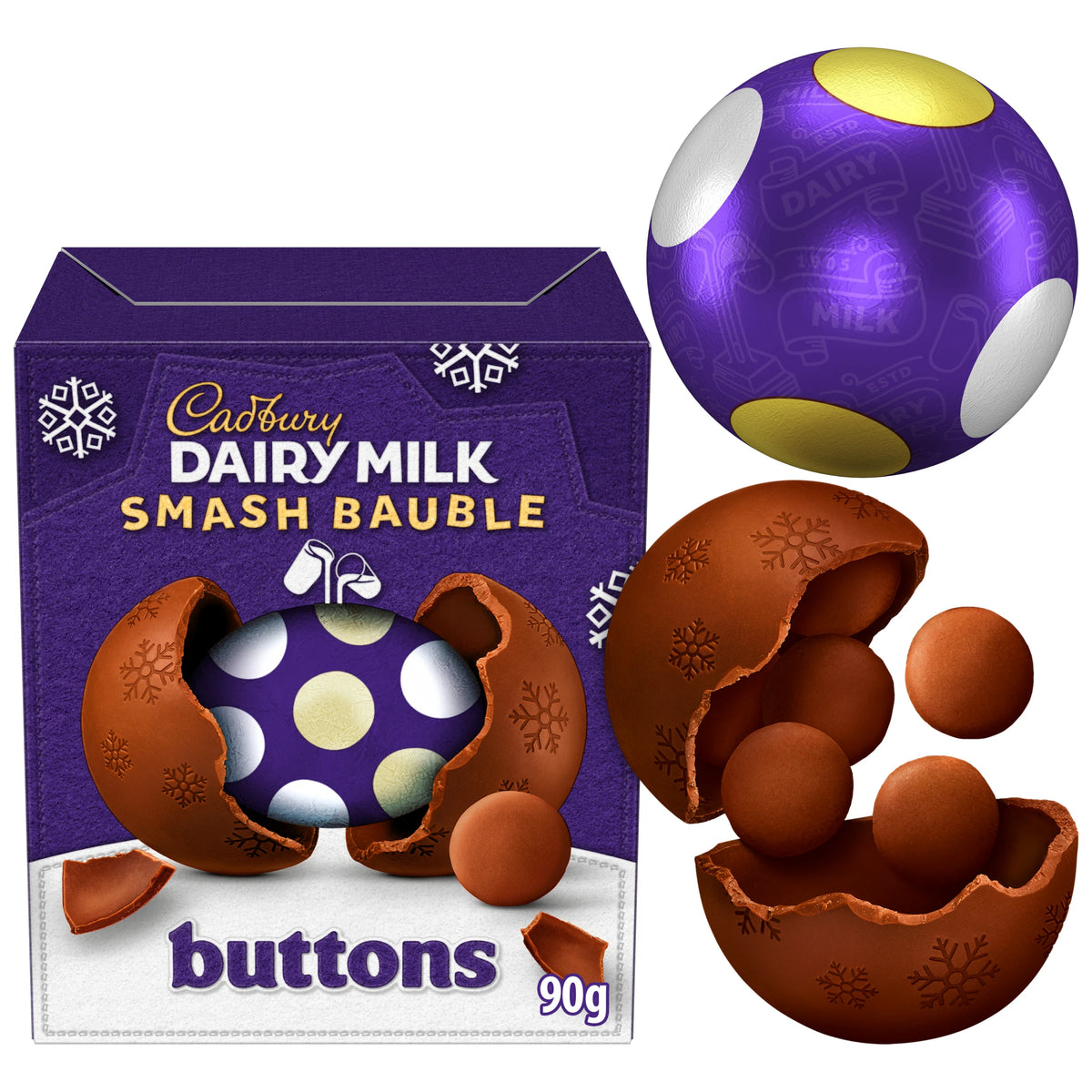 Cadbury Dairy Milk Smash Bauble Buttons 90G — image 1