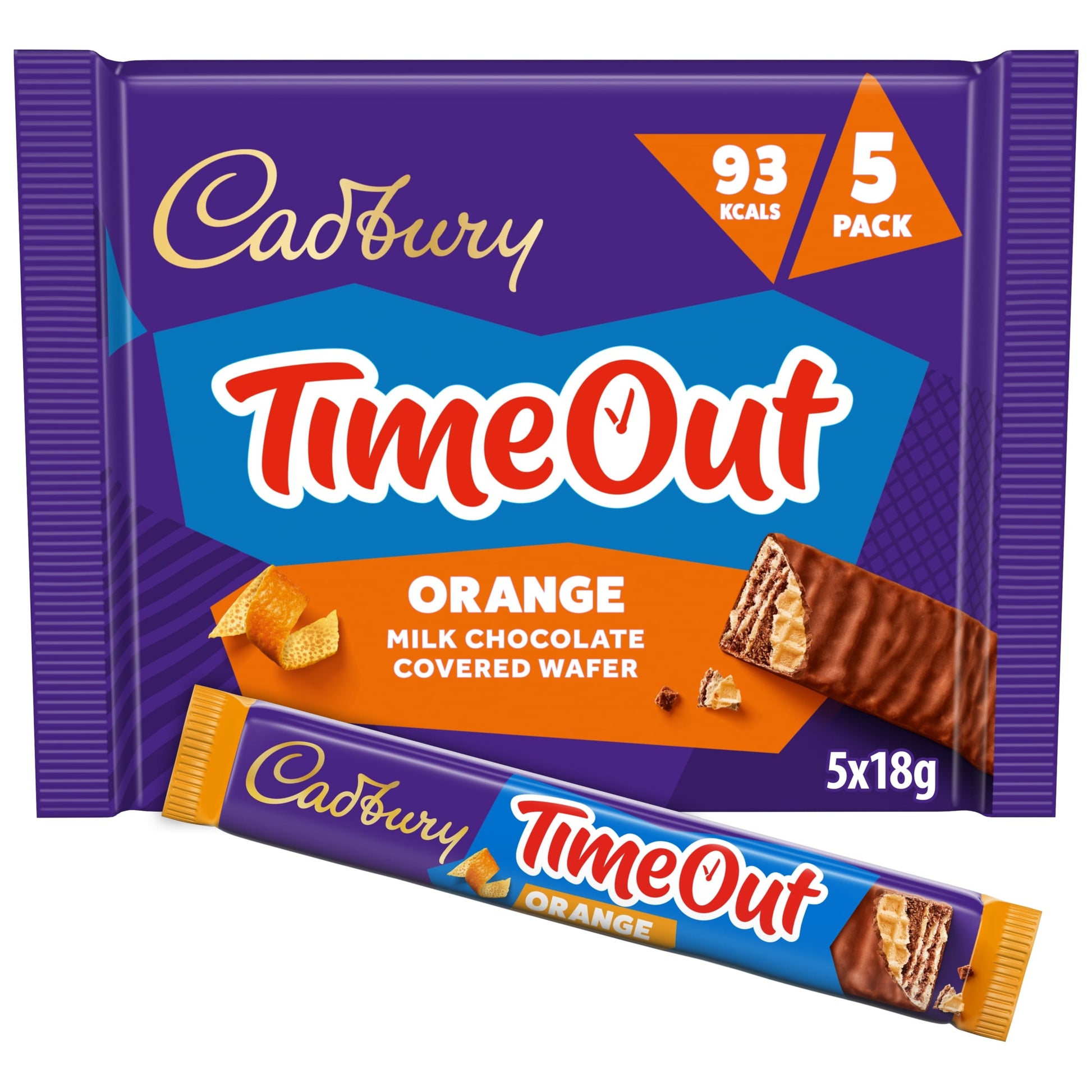 Cadbury Time out Orange Milk Chocolate Covered Wafer 5x 18g — image 1