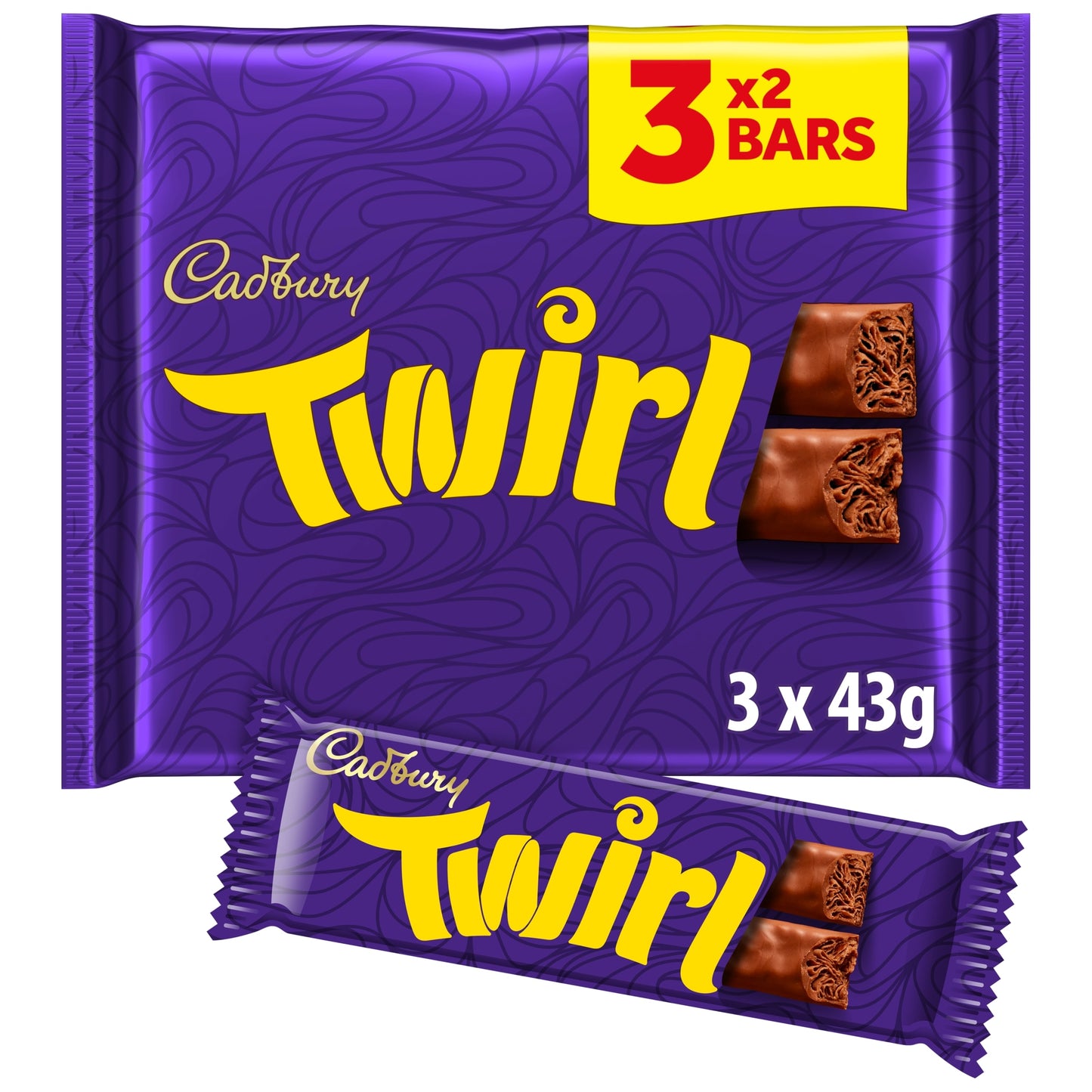 Cadbury Twirl Chocolate Bar 3 Pack Multipack 129g — image 1