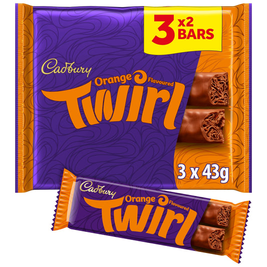 Cadbury Twirl Orange Chocolate Bar 3 pack Multipack 3 x 43g — image 1
