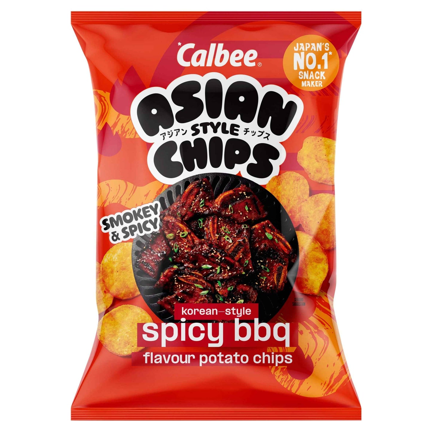 CALBEE Asian Style Chips Korean Spicy Bbq Flavour Potato Chips 130g